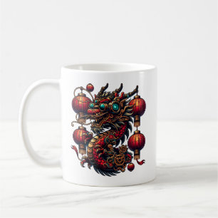 Steampunk kinesisk nyårshandling kaffemugg