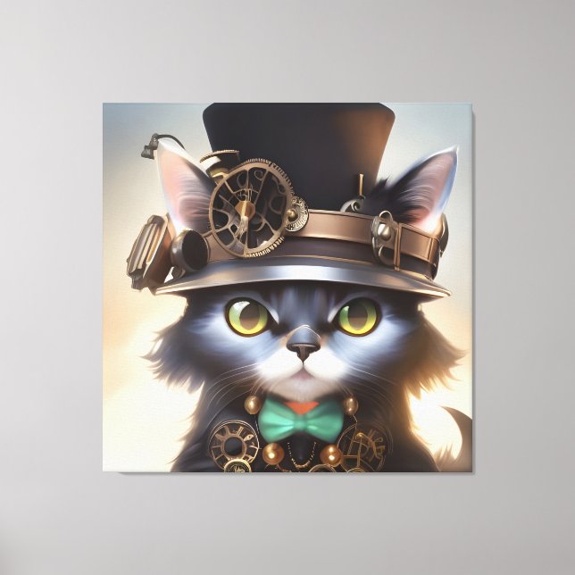 Steampunk Kitten Canvastryck (Framsida)