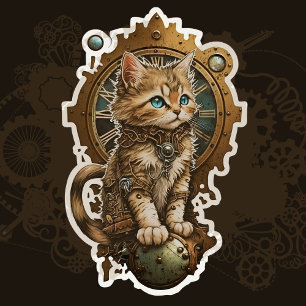 Steampunk Kitten Klistermärken