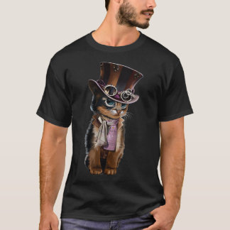 Steampunk Kitten med Hat Glass Gift Vintage T Shirt
