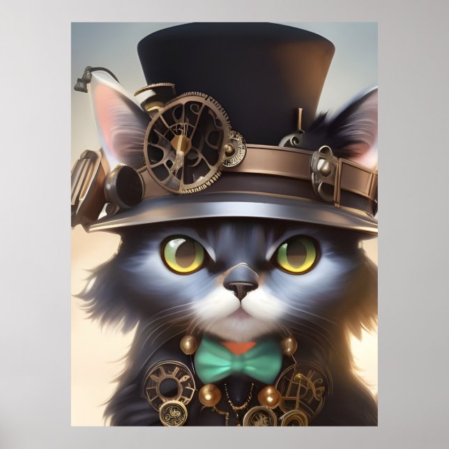 Steampunk Kitten Poster (Framsidan)