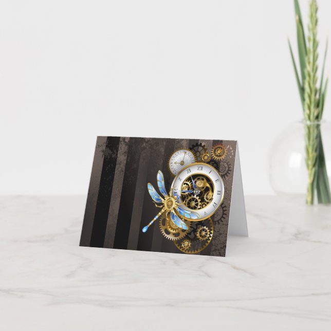 Steampunk Klock med mekanisk Dragonfly Inbjudan (Framsida)