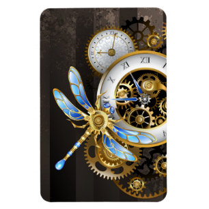 Steampunk Klock med mekanisk Dragonfly Magnet