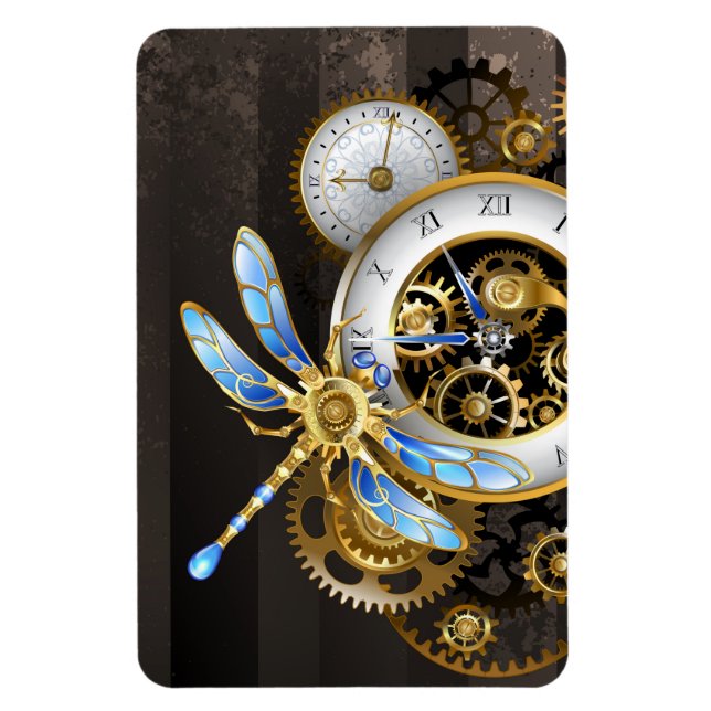 Steampunk Klock med mekanisk Dragonfly Magnet (Vertikal)