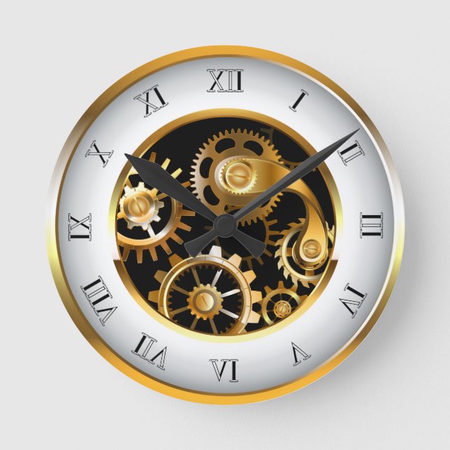 Steampunk Klock med mekanisk Dragonfly Rund Klocka (Framsida)