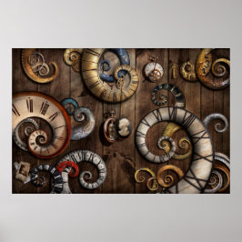 Steampunk - klocka - maskin poster