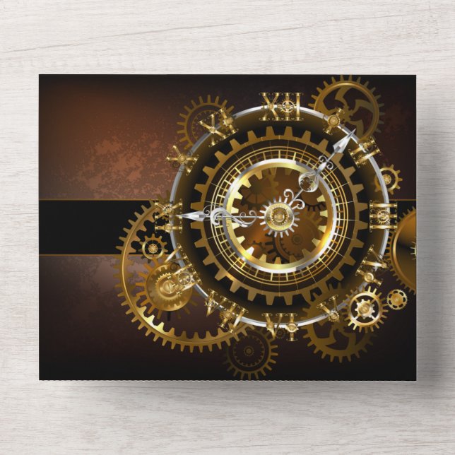 Steampunk klocka med antika växlar (Front)