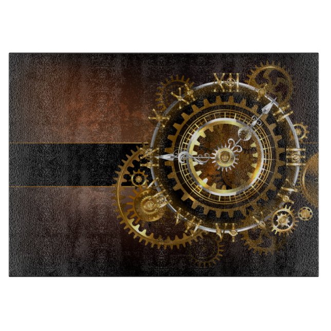 Steampunk klocka med antika växlar (Framsidan)