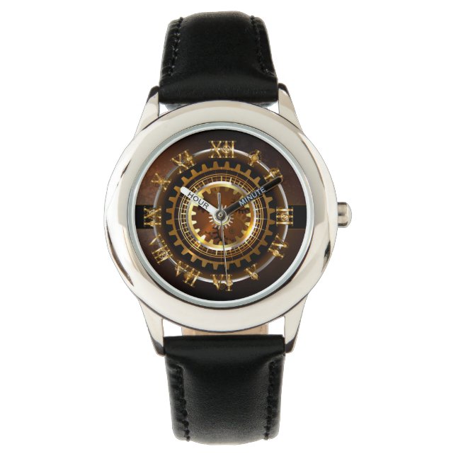 Steampunk klocka med antika växlar (Framsida)
