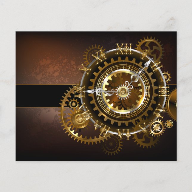 Steampunk klocka med antika växlar (Framsida)