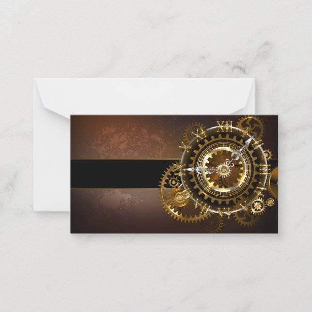 Steampunk klocka med antika växlar anteckningskort (Framsida)
