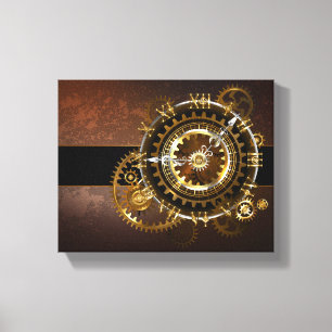 Steampunk klocka med antika växlar canvastryck