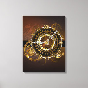 Steampunk klocka med antika växlar canvastryck