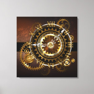 Steampunk klocka med antika växlar canvastryck