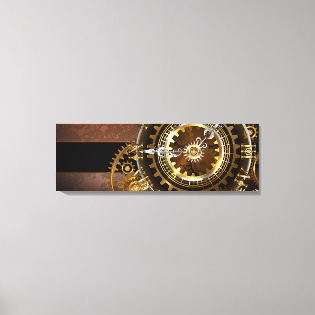 Steampunk klocka med antika växlar canvastryck (Framsida)