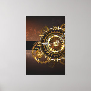 Steampunk klocka med antika växlar canvastryck