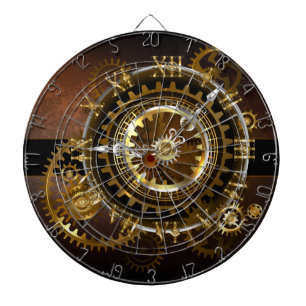Steampunk klocka med antika växlar darttavla