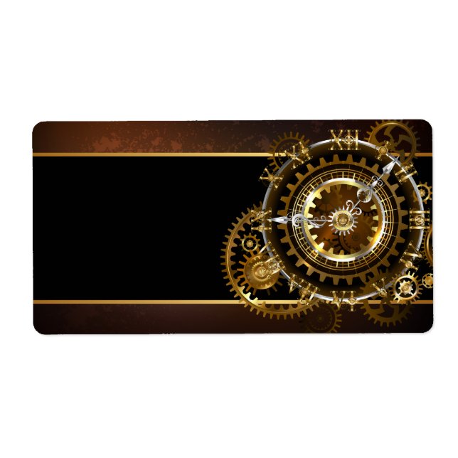 Steampunk klocka med antika växlar fraktsedel (Framsidan)