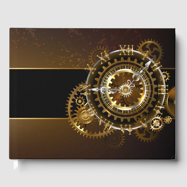 Steampunk klocka med antika växlar gästböcker (Framsida)