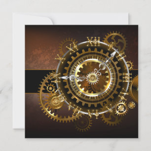 Steampunk klocka med antika växlar inbjudningar