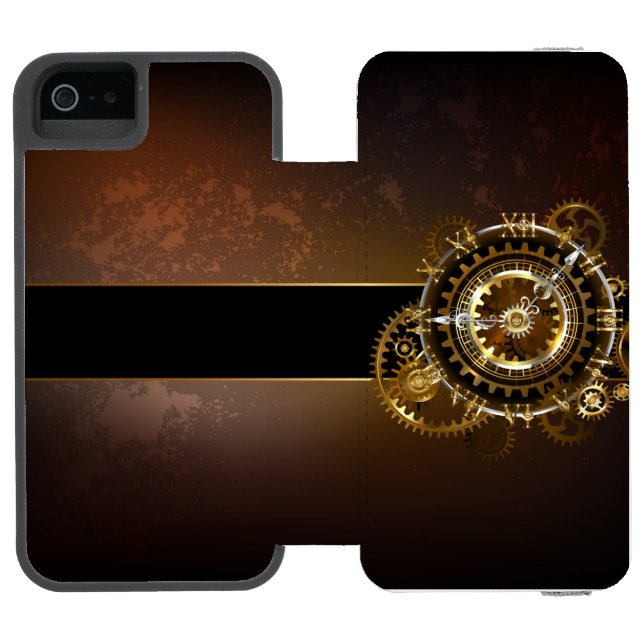 Steampunk klocka med antika växlar incipio iPhone wallet skal (Folio Öppen)