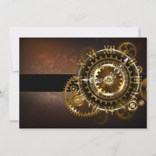Steampunk klocka med antika växlar julkort