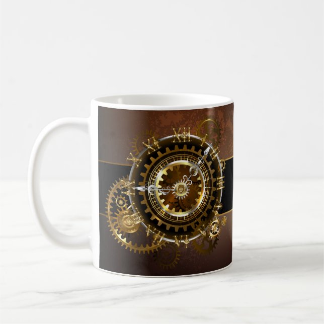 Steampunk klocka med antika växlar kaffemugg (Vänster)
