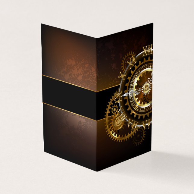 Steampunk klocka med antika växlar kort (Utsida)