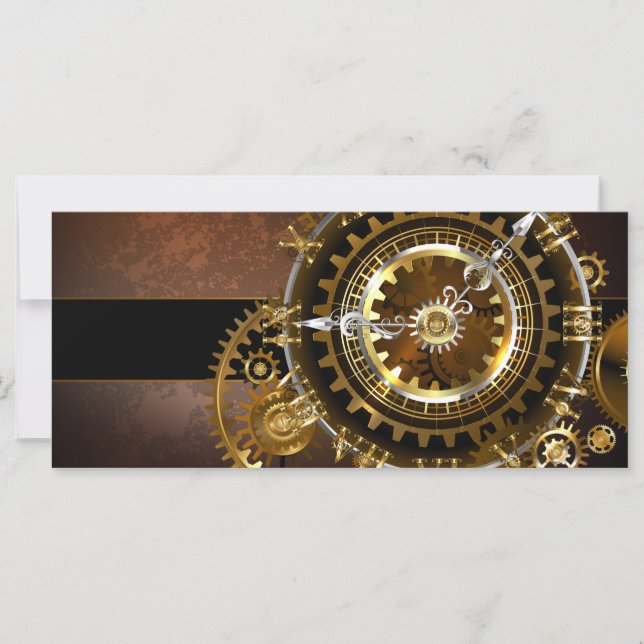 Steampunk klocka med antika växlar kort (Framsida)