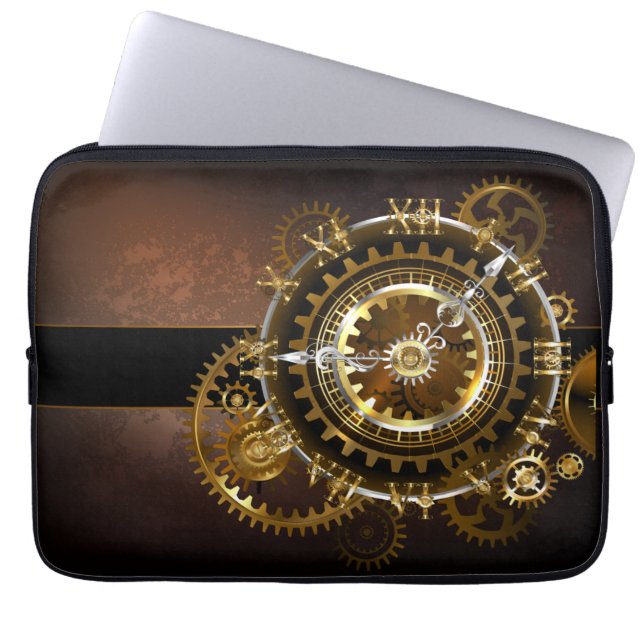 Steampunk klocka med antika växlar laptop fodral (Framsidan)
