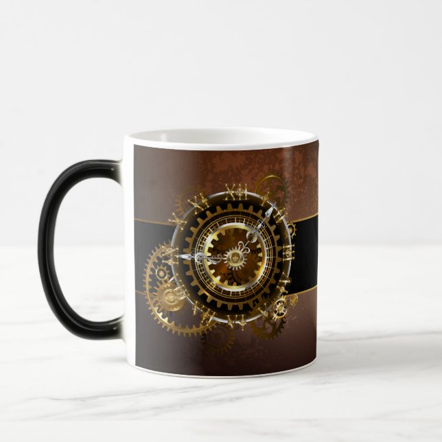 Steampunk klocka med antika växlar magisk mugg (Vänster)