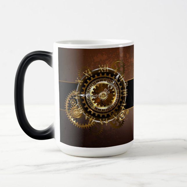 Steampunk klocka med antika växlar magisk mugg (Vänster)