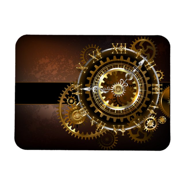 Steampunk klocka med antika växlar magnet (Horisontell)