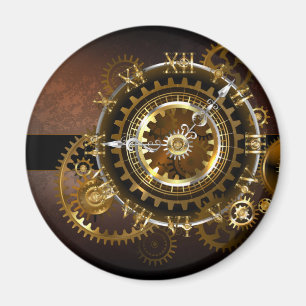 Steampunk klocka med antika växlar magnet