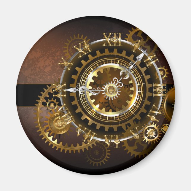 Steampunk klocka med antika växlar magnet (Framsidan)