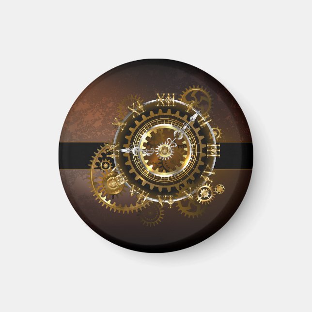 Steampunk klocka med antika växlar magnet (Framsidan)