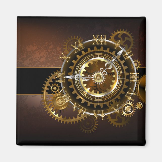 Steampunk klocka med antika växlar magnet (Framsidan)