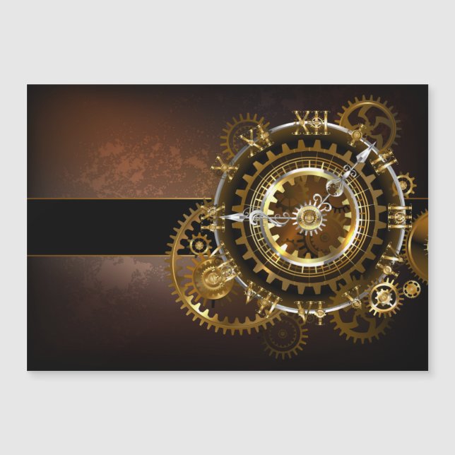Steampunk klocka med antika växlar magnetisk inbjudningskort (Framsida)
