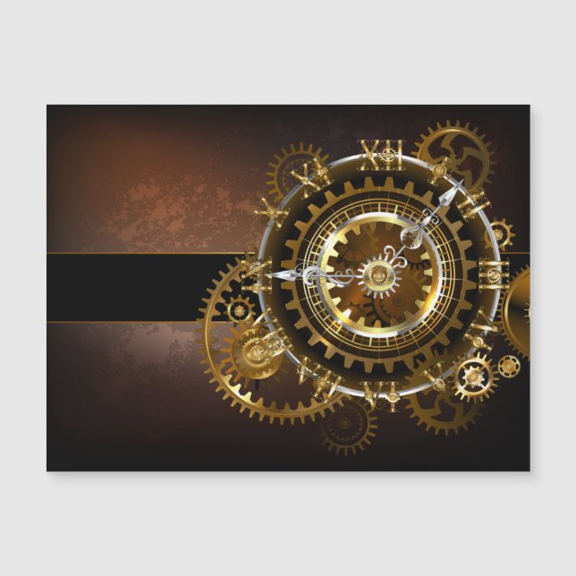 Steampunk klocka med antika växlar magnetisk inbjudningskort (Framsida)