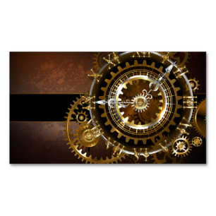 Steampunk klocka med antika växlar magnetiska visitkort