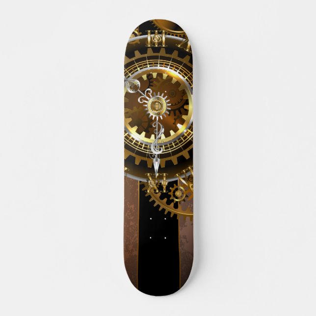 Steampunk klocka med antika växlar mini skateboard bräda 18,5 cm (Framsida)