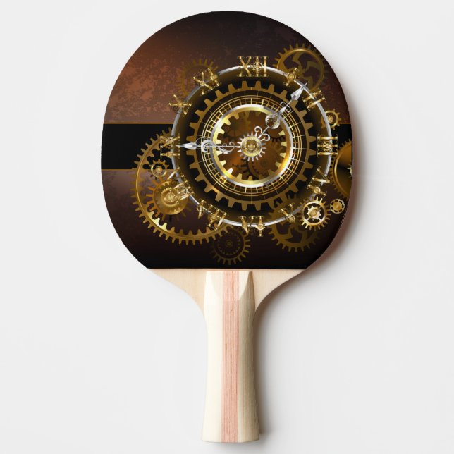 Steampunk klocka med antika växlar pingisracket (Framsidan)