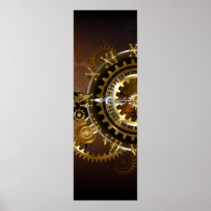 Steampunk klocka med antika växlar poster