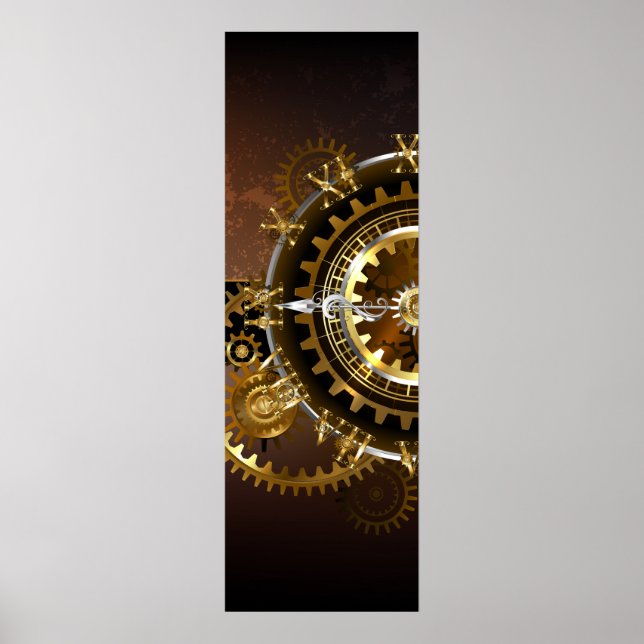 Steampunk klocka med antika växlar poster (Framsidan)