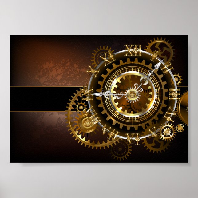 Steampunk klocka med antika växlar poster (Framsidan)
