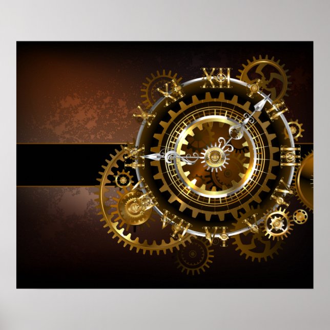 Steampunk klocka med antika växlar poster (Framsidan)