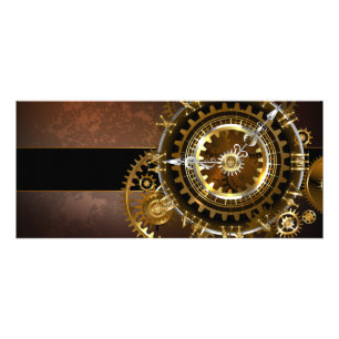 Steampunk klocka med antika växlar reklamkort