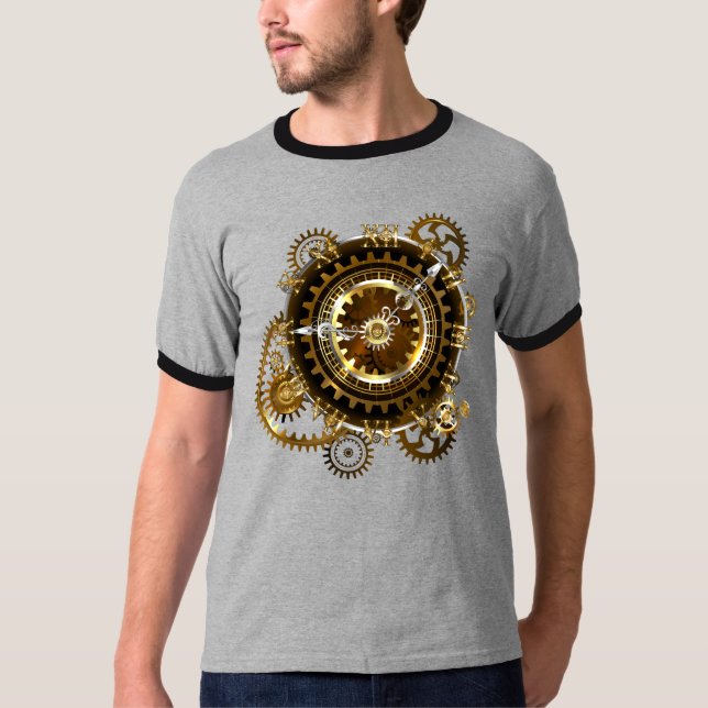 Steampunk klocka med antika växlar t shirt (Framsida)