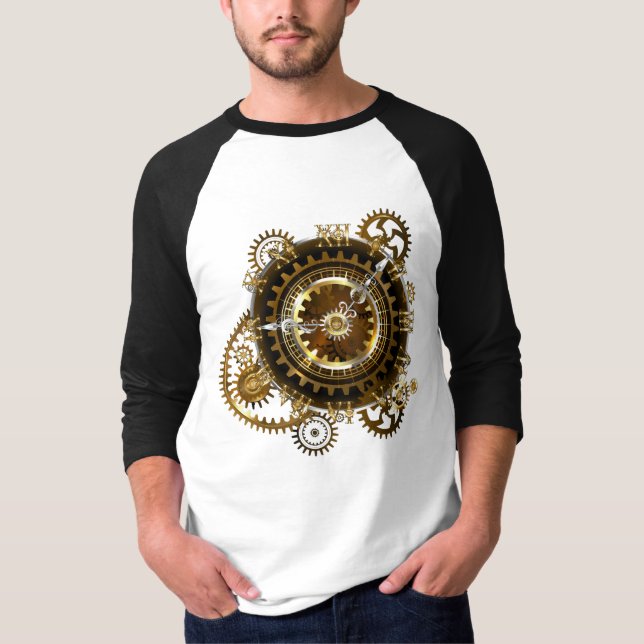 Steampunk klocka med antika växlar t shirt (Framsida)