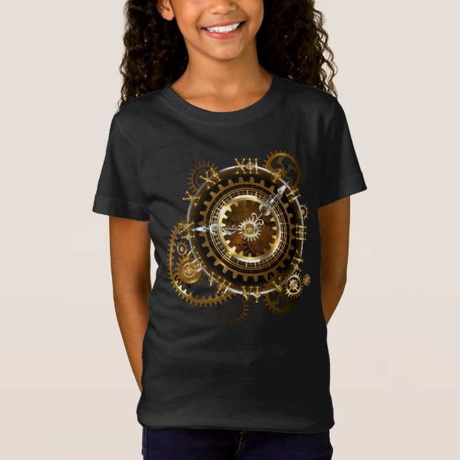Steampunk klocka med antika växlar t shirt (Framsida)
